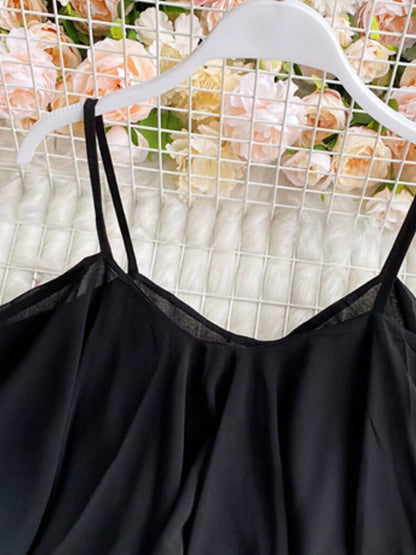 Ruffled Flowy Cami Tank Top with Tie Detail Lightweight Polyester – Uneeque Designzz