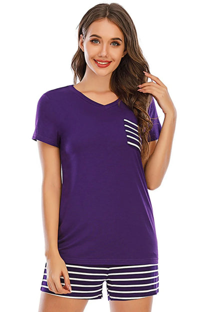 Striped Short Sleeve Top and Shorts Lounge Set – Uneeque Designzz