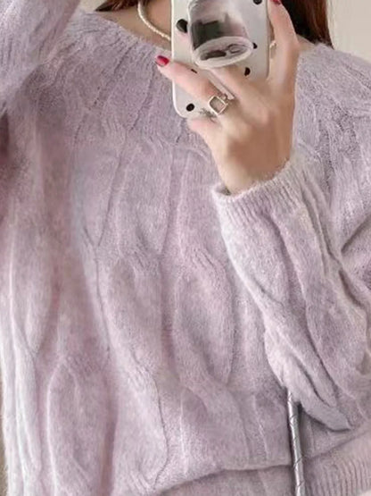 Cable-Knit Round Neck Sweater – Uneeque Designzz