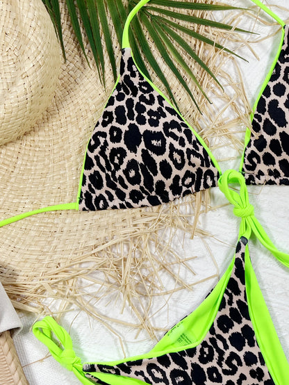 Leopard Print Halter Neck Tie Side Bikini Set – Uneeque Designzz
