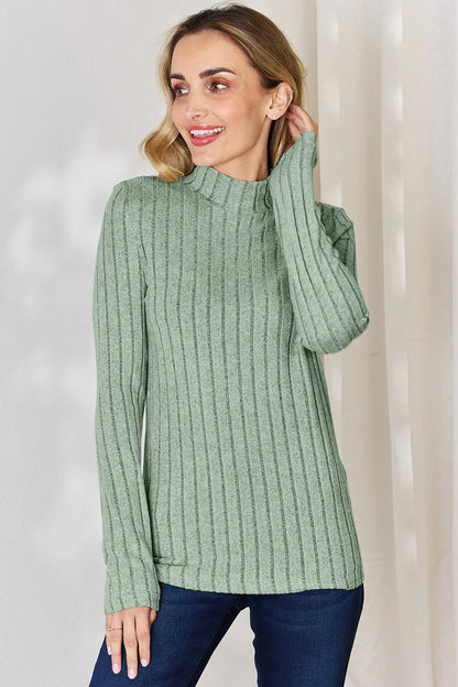 Basic Bae Full Size Ribbed Mock Neck Long Sleeve T-Shirt – Uneeque Designzz