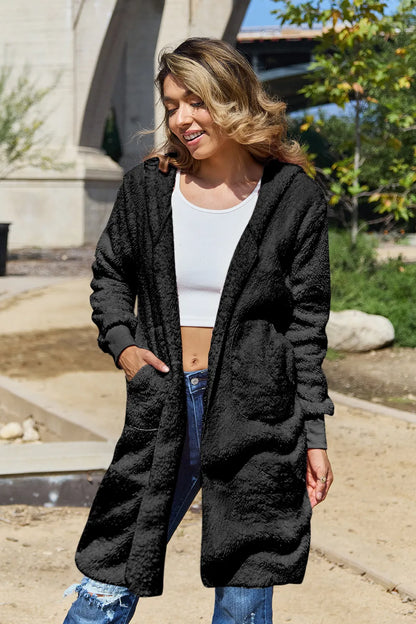 Double Take Full Size Hooded Teddy Bear Jacket with Thumbholes – Uneeque Designzz