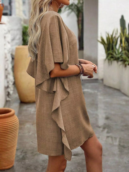 Ruffled Flutter Sleeve V-Neck Mini Dress – Uneeque Designzz