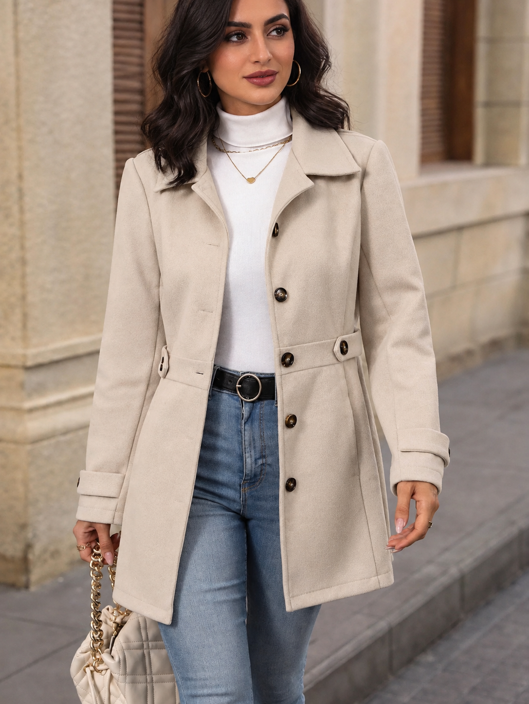 Collared Neck Button-Up Coat by Uneeque Designzz