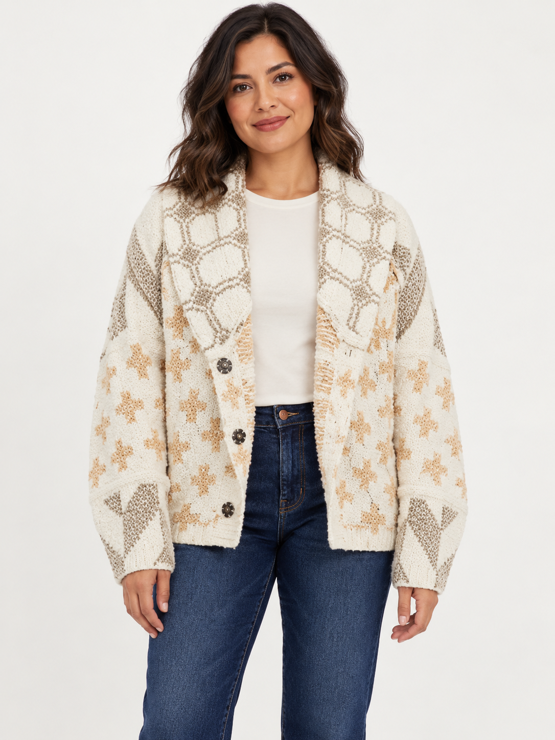 Long Sleeve Collared Button Front Cardigan One Size by Trendsi