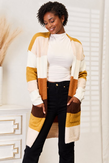 Woven Right Color Block Dropped Shoulder Cardigan by Uneeque Designzz